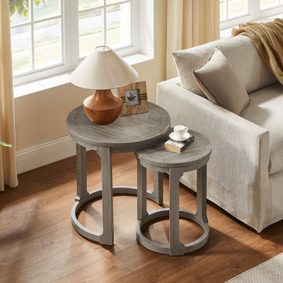 (1 table basse + 1 table d'appoint) Ensemble de 2 tables basses rondes rondes