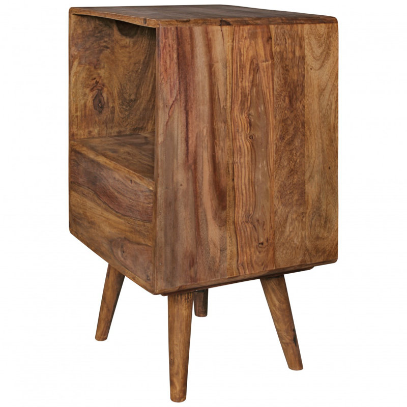 Uecker 40cm W Solid Wood Bedside Table, Black