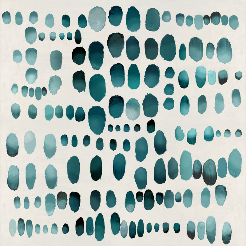 «Oehling Playful Teal II on Canvas» par Angela Perry, reproduction, H 36 po x l 36 po