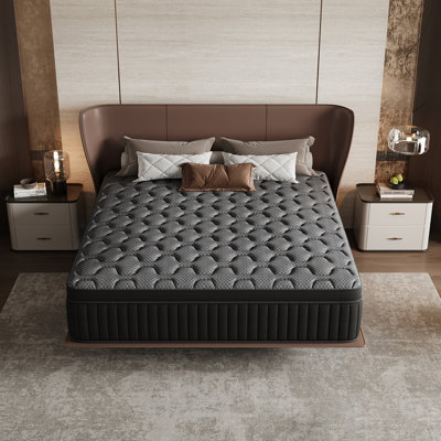 Luxury Medium Hybrid Innerspring Mattress In A Box, Individual Pocket Springs & High-Density Foam For Motion Isolation & Deep Sleep by Alwyn Home