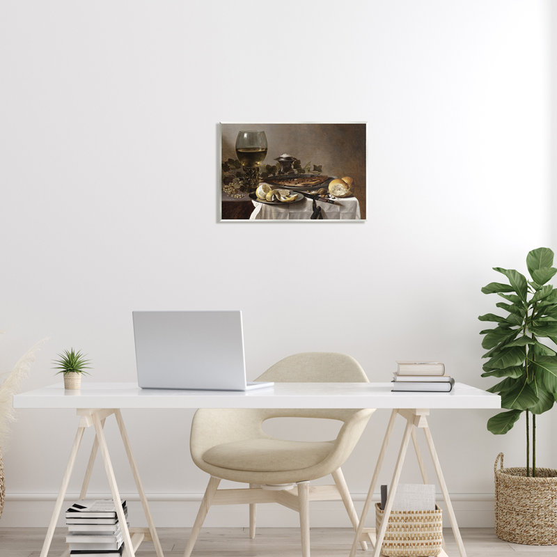 Nature morte avec du vin et du pain de hareng, Peter Claesz par One1000paintings, H 13 po x l 19 po x P 0,5 po