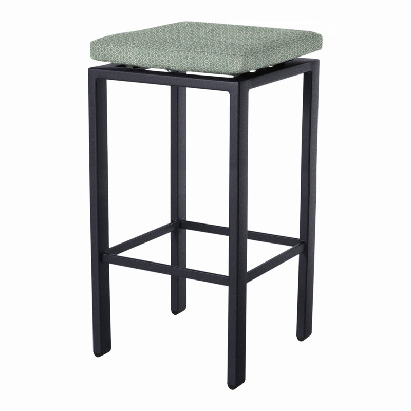 Aris Outdoor Bar Stool, Graphite, Alcazar Redwood, 31.25"