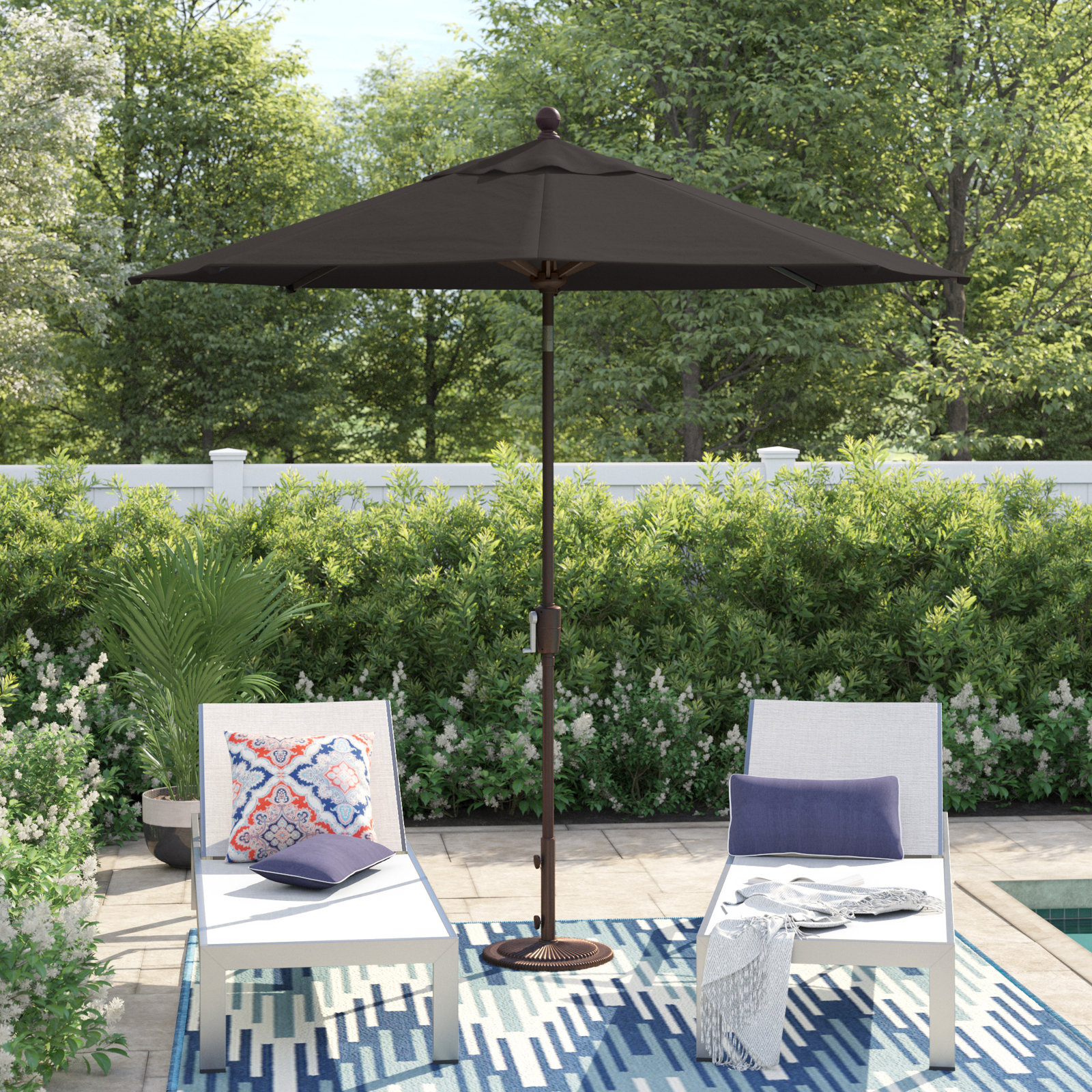 Launceston Market Umbrella, Canvas Black Sunbrella® Canvas, Bronze, 96" H x 90" W x 90" D
