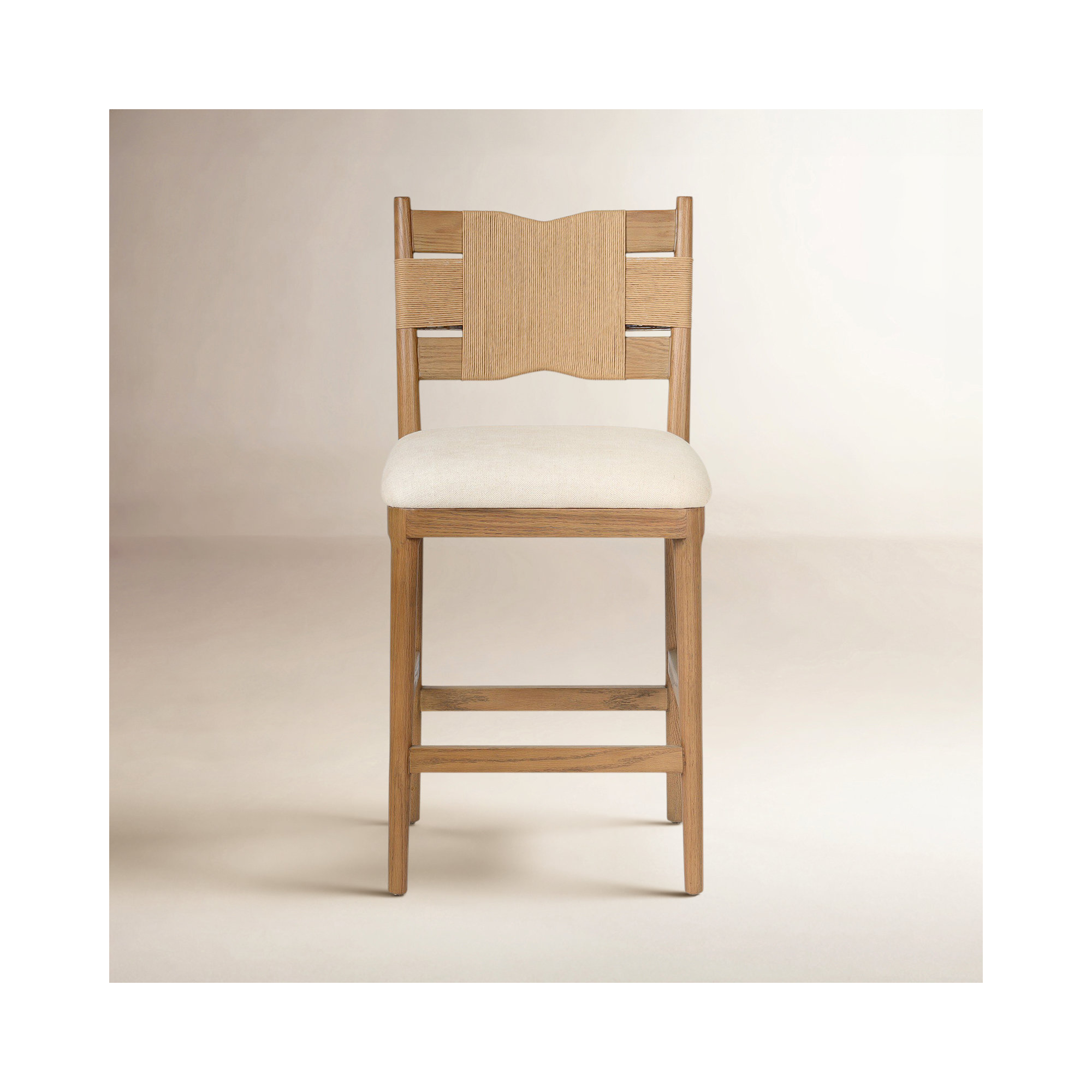 Tova Stool-Bergamo Parchment-Counter, Light Buff Oak