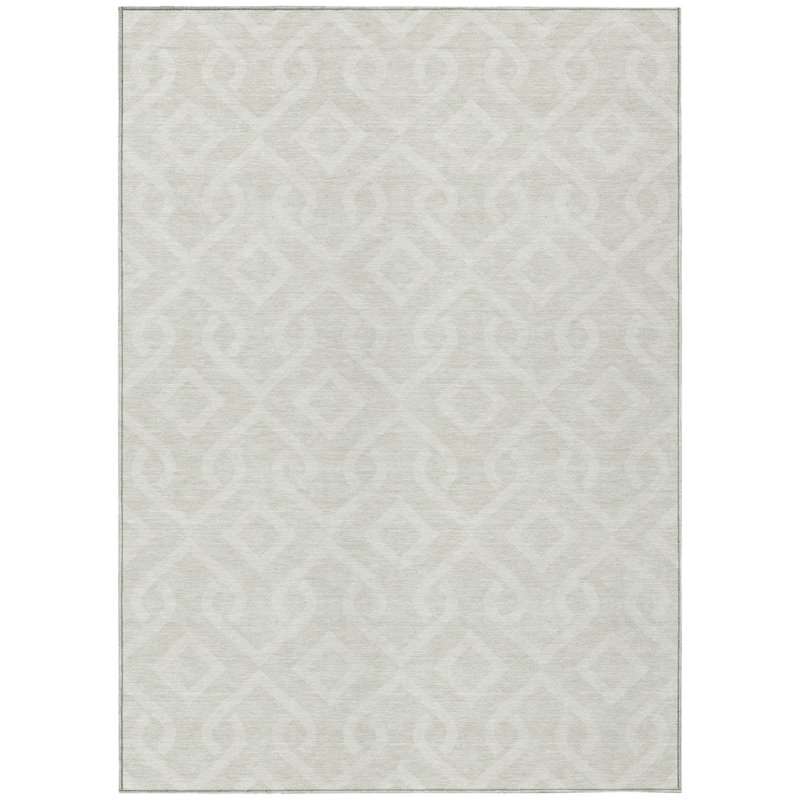 Tapis intérieur lavable à motif géométrique gris clair 9 pi x 12 pi