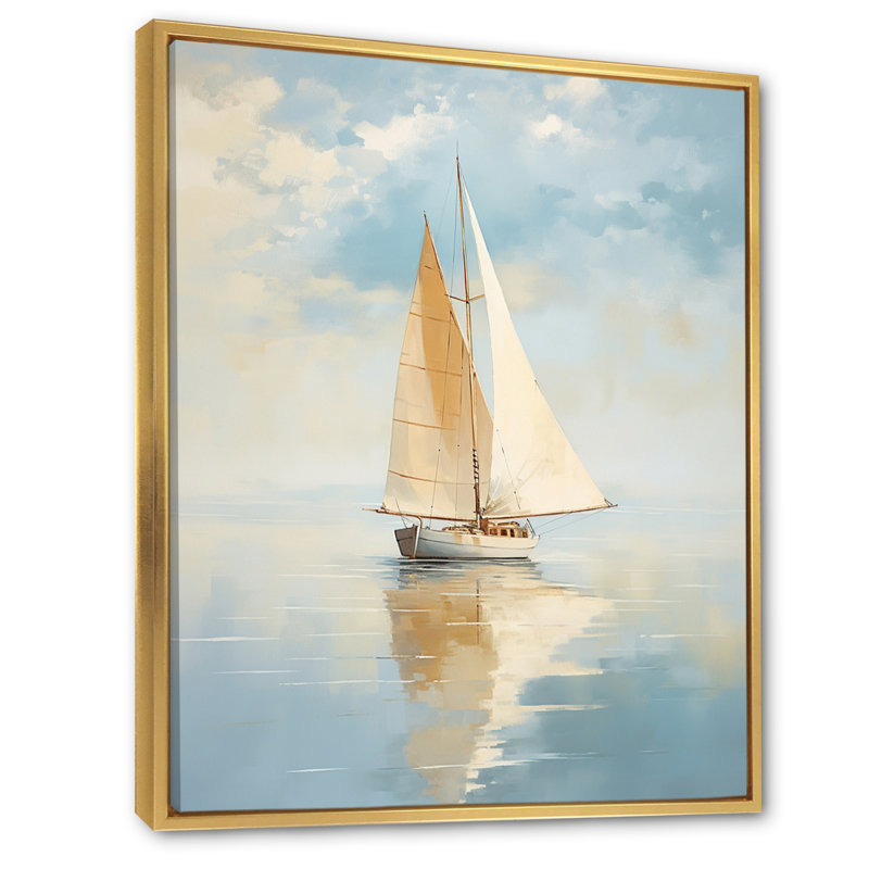 Voilier «Whispering Breezes I» - Bateau encadré, art encadré, H 40 po x l 30 po x P 1,5 po, Cadre flottant doré