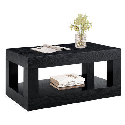 Table basse 39,4 po à 2 niveaux avec rangement Mid-Century - Rustic Farmhouse