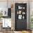 73.23'' Tall Storage Cabinet Bookcase with 3 Drawers and 3-Tier Open Shelves Wooden Bookshelf Kitchen Pantry Storage Organizer Cabinets for Living Room, Study, Kitchen,Bathroom,Black-491818576