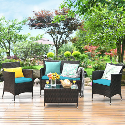 Rayna 4 - Person Patio Conversation Sets with Cushions