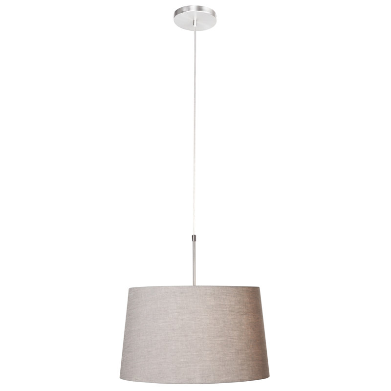 Owings 1 - Light Drum Pendant, Brushed steel, White chintz