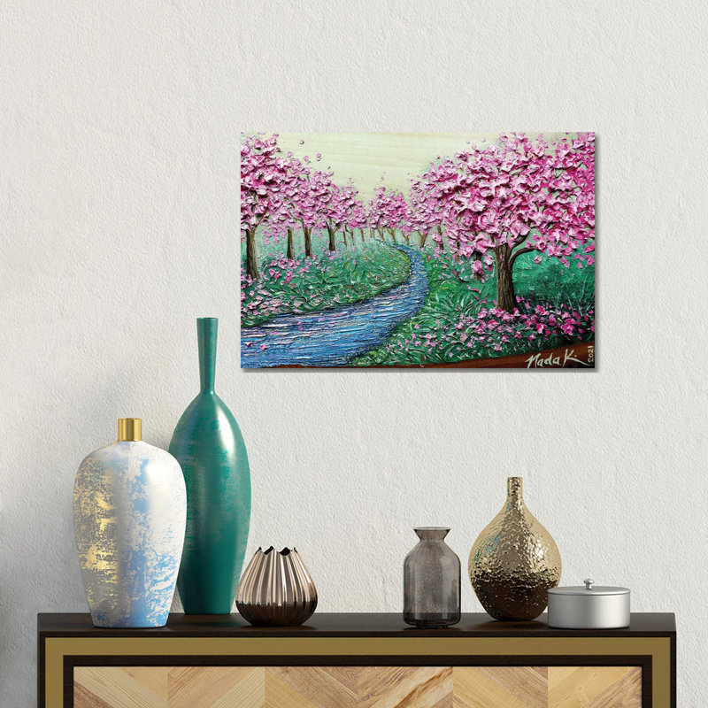 A Bloom In Flow - Hot Pink Magenta by Nada Khatib - Gallery-Wrapped Canvas Giclée on Canvas, 30.48 cm H x 45.72 cm W