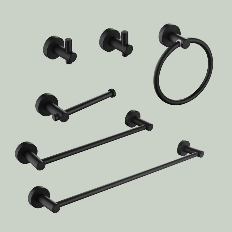 6 - Piece Bathroom Hardware Set, Matte Black