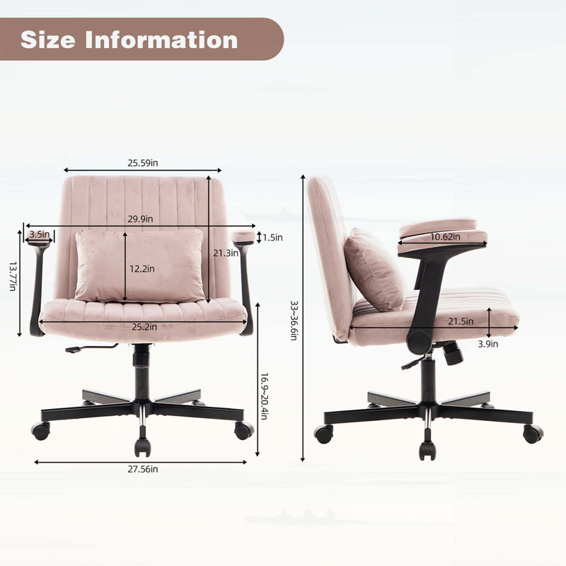 Chaise de bureau ergonomique à roulettes, Rose