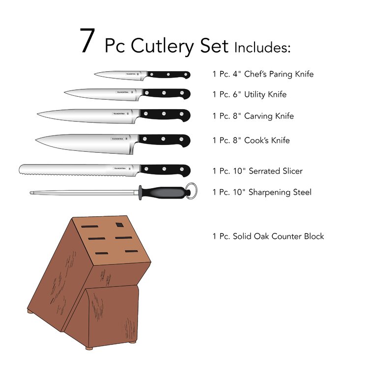 Forged 7 Pc Knife Set with Hardwood Counter Block - Tramontina US