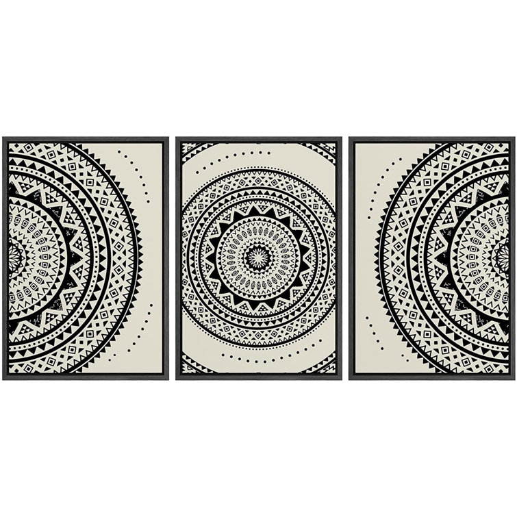 SIGNLEADER Framed Canvas Print Wall Art Set Geometric Indian Mandala  Polygon Pattern Abstract Shapes Illustrations Modern Art Minimalism  Decorative For Living Room, Bedroom, Office - 24X36X3 Black & Reviews -  Wayfair Canada