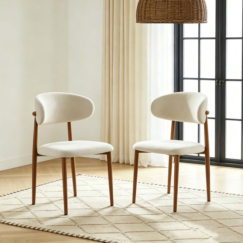 Ensemble de chaises de salle à manger Modern Farmhouse avec coussins en lin doux et pieds en métal