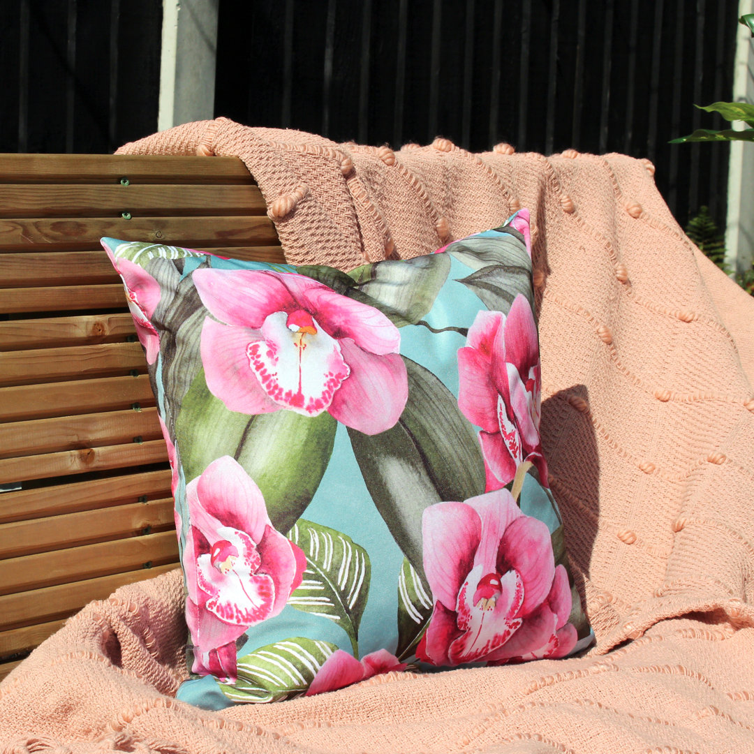 Indoor / Outdoor Floral Square Throw Pillow Cover