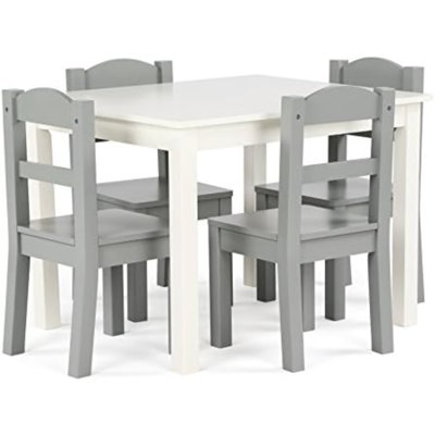 Ensemble de table et 4 chaises en bois pour enfants, blanc / gris - Ensemble de table et de chaises pour enfants, pour enfants, enfants, enfants