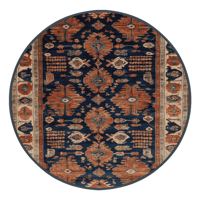 Tapis brun turc lavable à la machine, Rond 3 pi