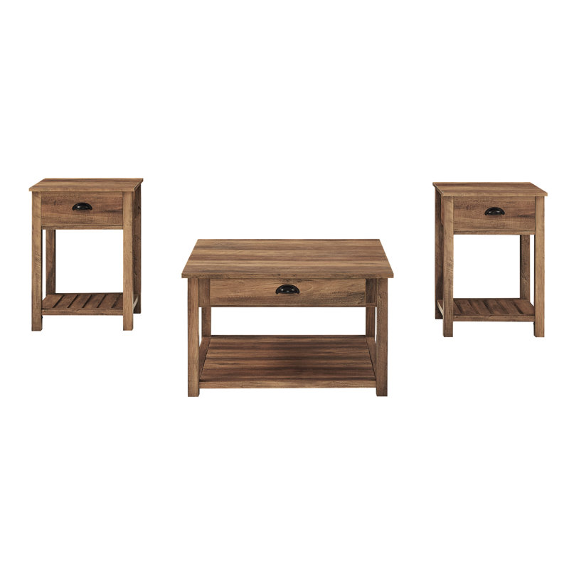 Ensemble de tables basses 3 pièces Cadhla, Chêne rustique