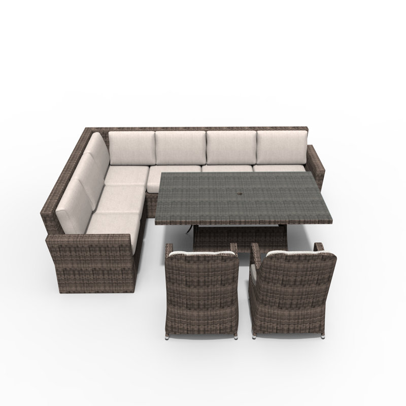 Ensemble de conversation modulaire en rotin 8 pièces avec coussins 8 pièces