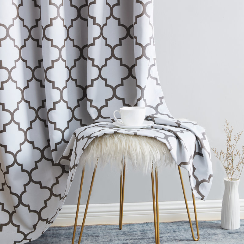 Alexuis Blackout Curtain Pair, Platinum White/Gray, 37" W x 72" L