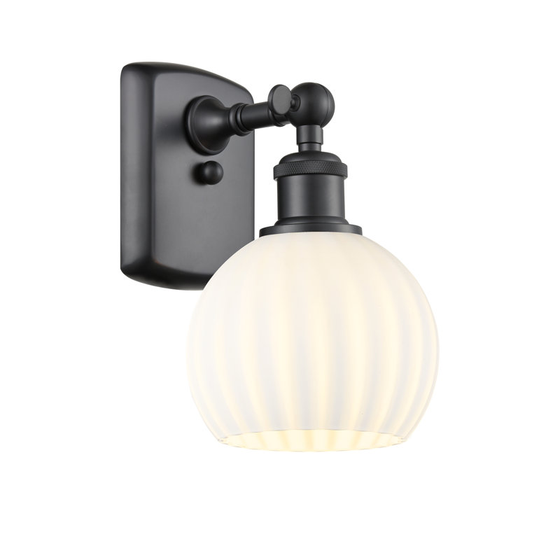 Berendina Steel Armed Sconce, 9" H x 6" W x 7.13" D, Matte Black