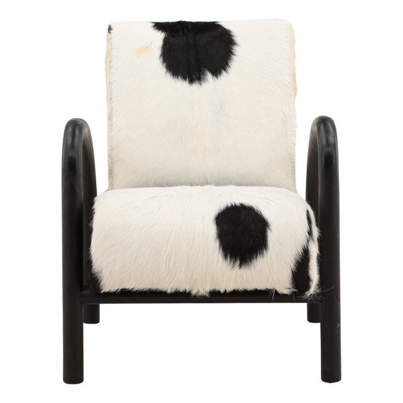 Chaise d'appoint Charlton, Cuir véritable blanc et noir, Noir