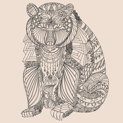 Patterned Bear by Sailin_on - Wrapped Canvas Print