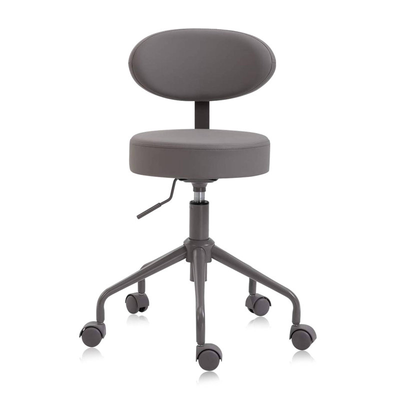 Pneumatic Swivel Rolling Stool Chair with Backrest 503 KAI, Gray