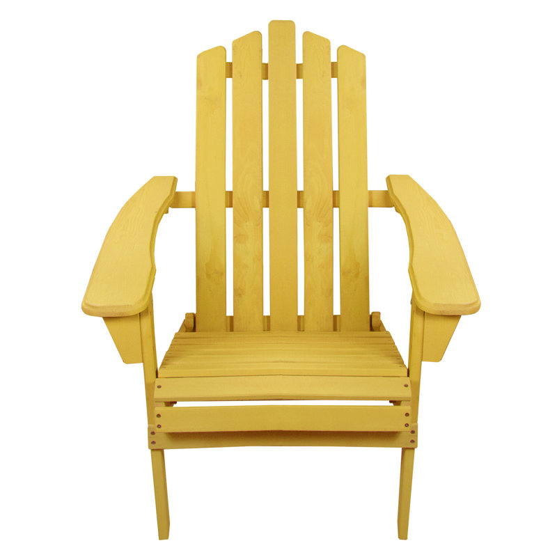 36" Classic Folding Wooden Adirondack Chair, Yellow