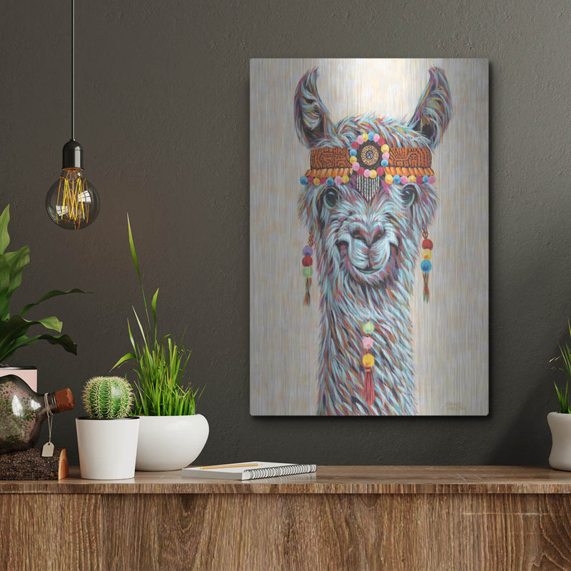 «Hippie Llama I» par Carolee Vitaletti, H 16 po x l 12 po