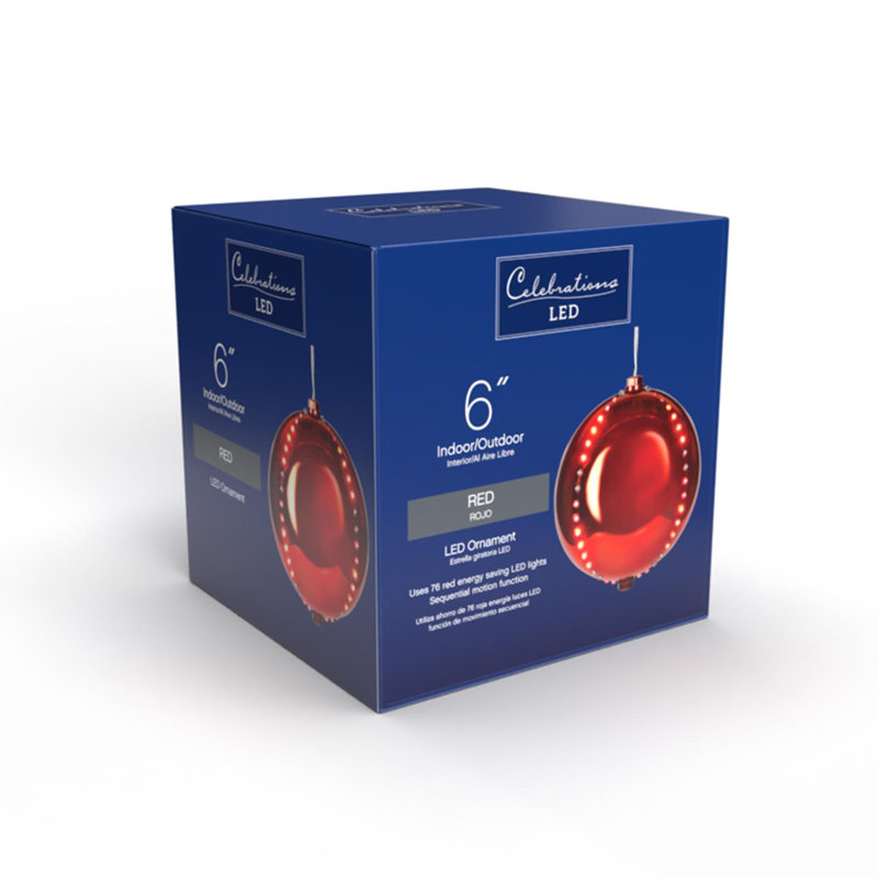 Celebrations Red LED 6 in. Lighted Hanging Ornament