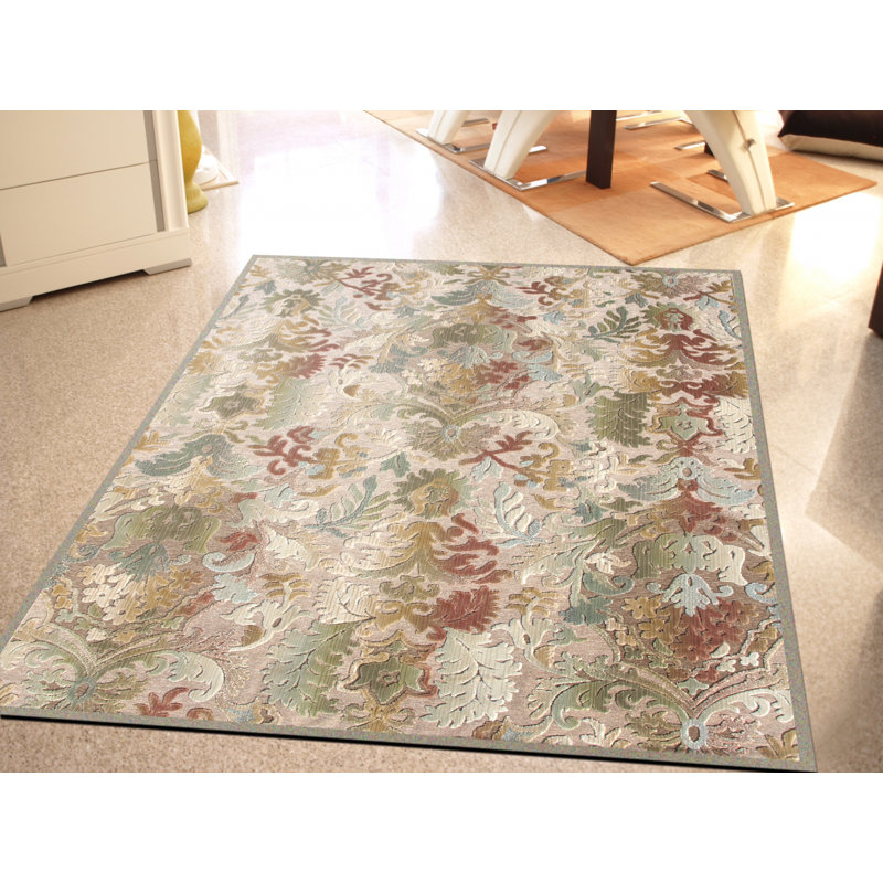 Floral Viscose Area Rug, Rectangle 110 x 170cm