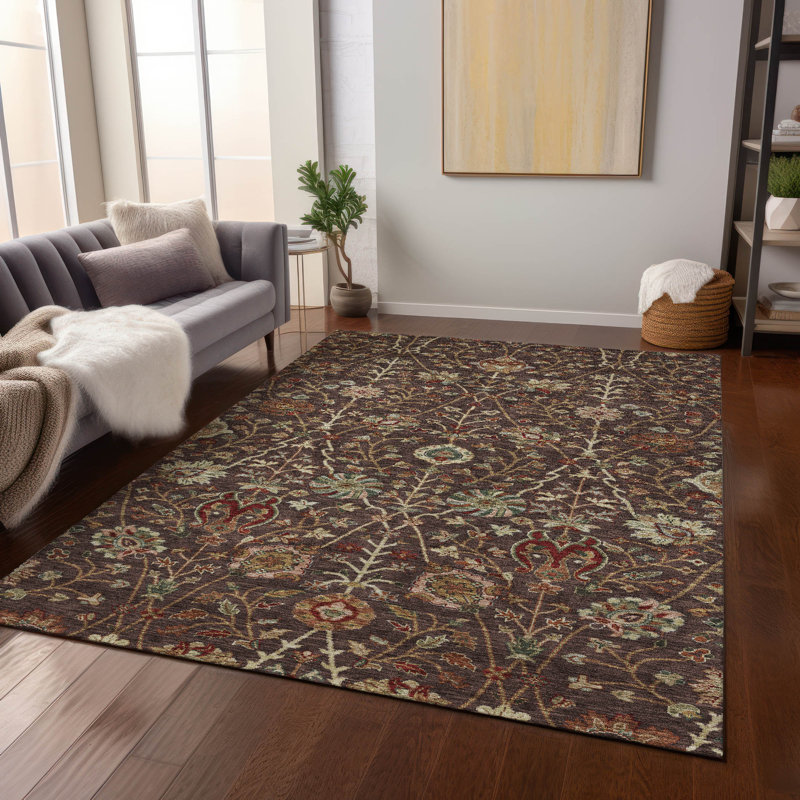 Red Synthetic Washable Rectangular 3' x 5' Area Rug