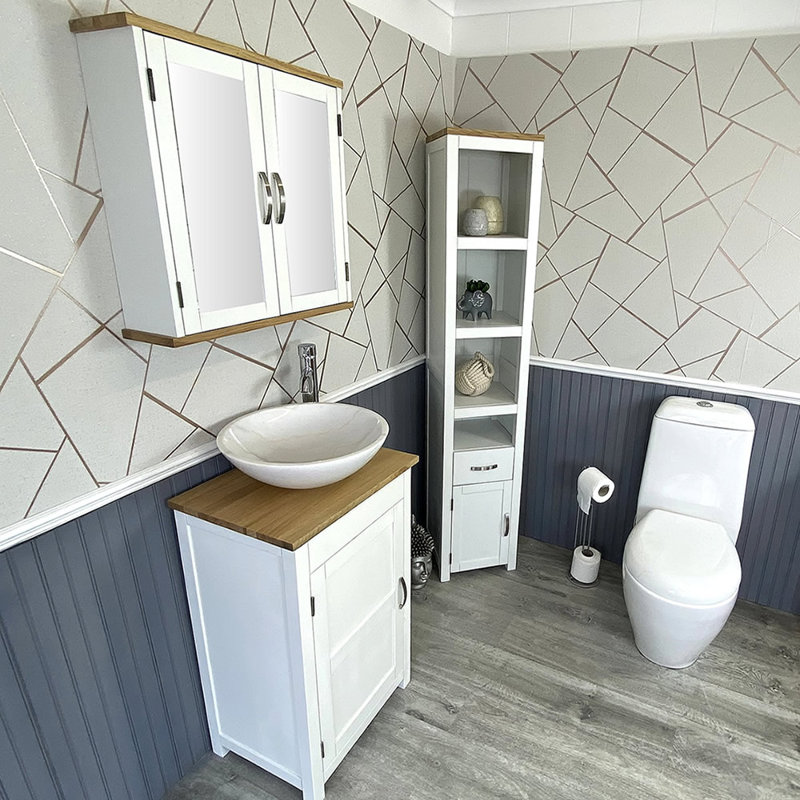 Marrs 485mm Single Bathroom Vanity with Vessel Stone Basin, White