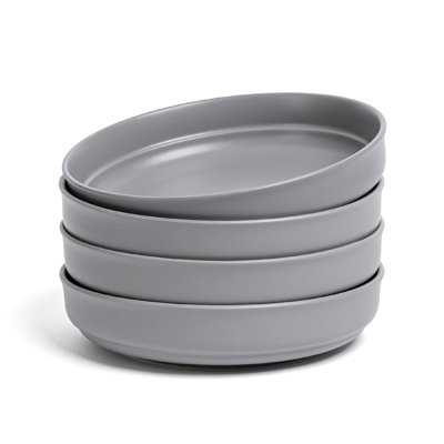 Rimmed over&back Semi Hand-Finished Stoneware Dinner Bowls, Set of 4