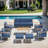 Coan 7-9 Person Outdoor Patio Modern Metal Family Conversation Set With 4 Armchairs-447191558