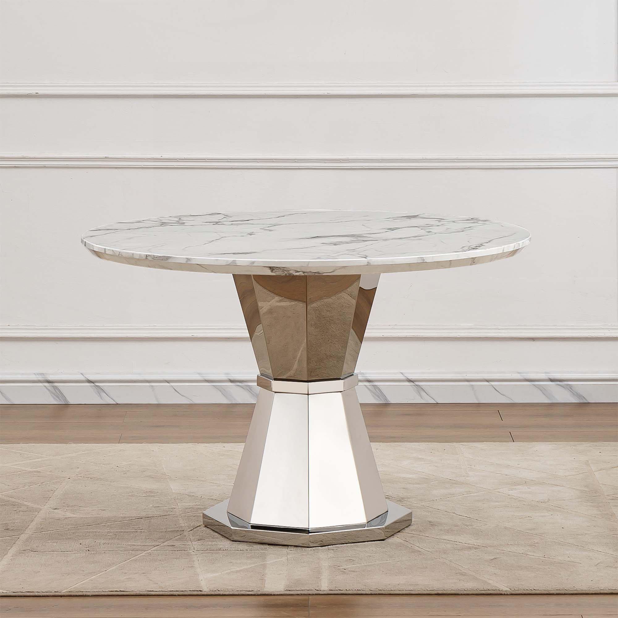 Mercer41 Round Marble Dining Table, Modern Kitchen Table with High ...