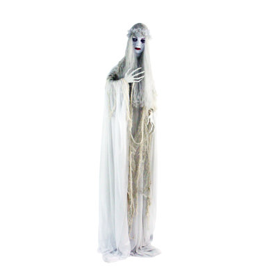 Haunted Hill Farm Life-Size Scary Ghost Bride, Halloween Animatronic with Lights, Sound