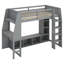 Lit mezzanine en bois avec bureau, étagères à rangement multiples, DEL et portemanteau suspendu