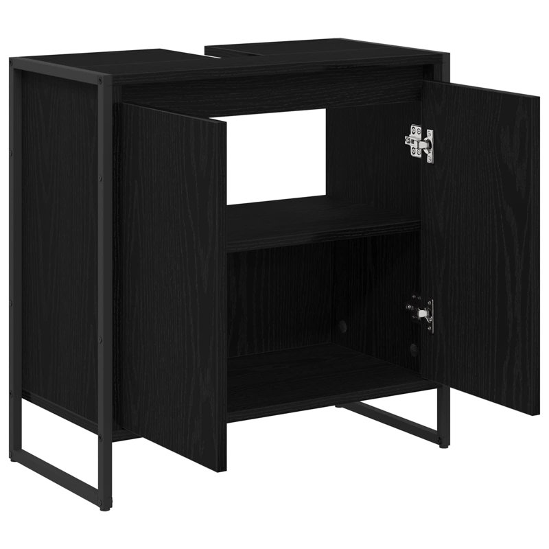 Freestanding Under Sink Cabinet, Black Oak