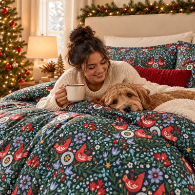 Ensemble couette et taie d'oreiller de Noël en duvet synthétique