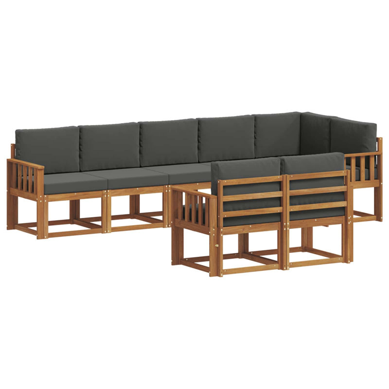 Ensemble de canapés d'extérieur avec coussins vidaXL 8 pièces naturel et anthracite