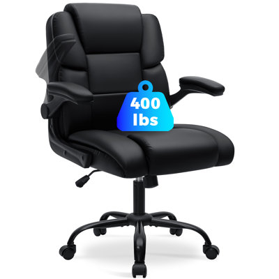 Faux Leather Executive Office Chair Computer Chair With Padded Armrests by Inbox Zero