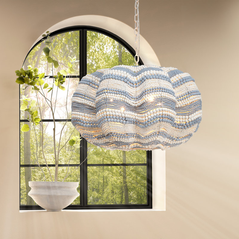Clamshell 4 - Light Chandelier, Blue/White
