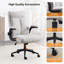 Chaise de bureau pivotante à dossier moyen en coton et lin 28 po avec accoudoirs réglables-136086107