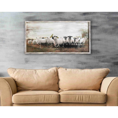 Grazing Sheep On Canvas Print