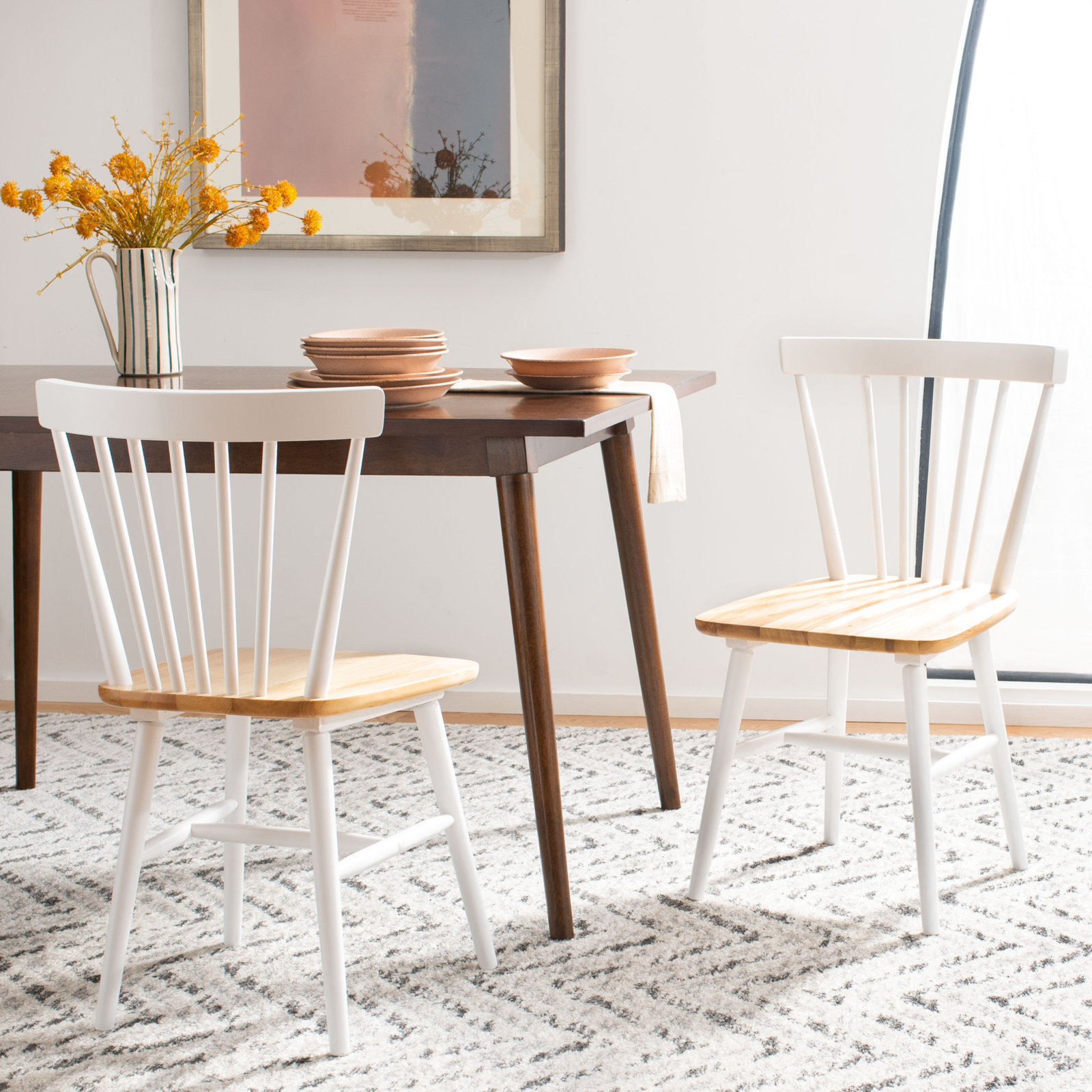 Antoya Dining Chair, White/Natural