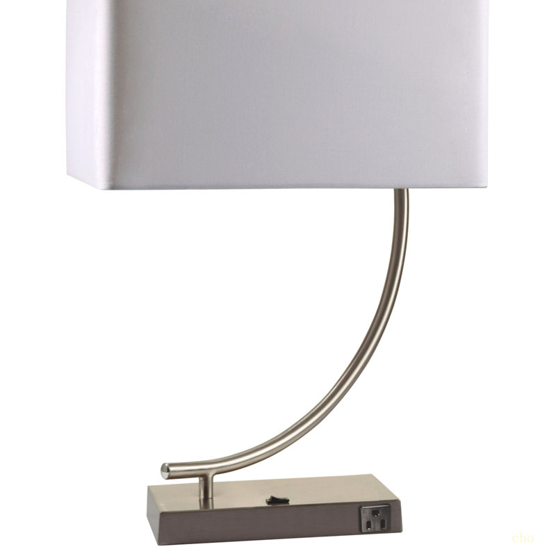 Lampe de table haute 22,5 po en métal avec design incurvé, abat-jour blanc